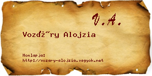 Vozáry Alojzia névjegykártya